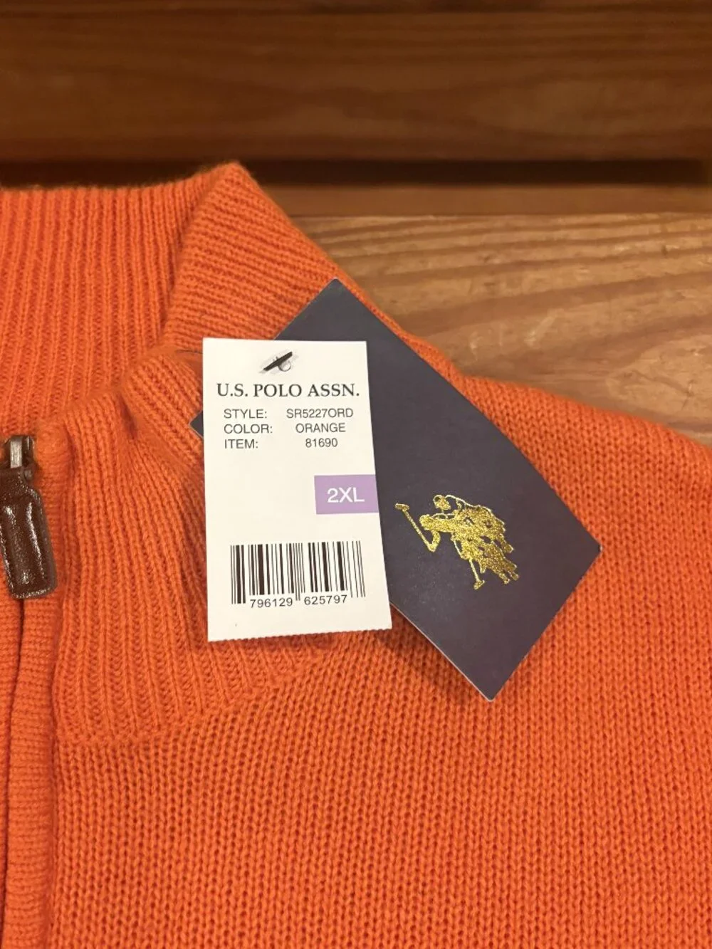 U.S. Polo Assn. Orange 1/4 Zip Sweater New With Tags